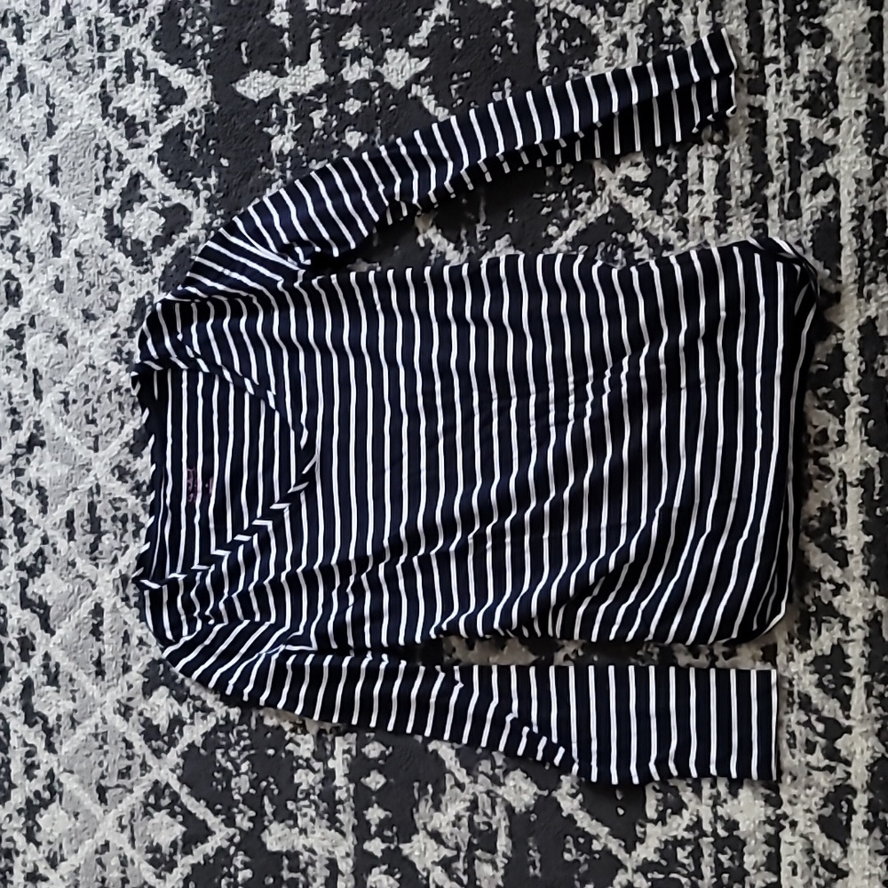 Long sleeved striped maternity shirt